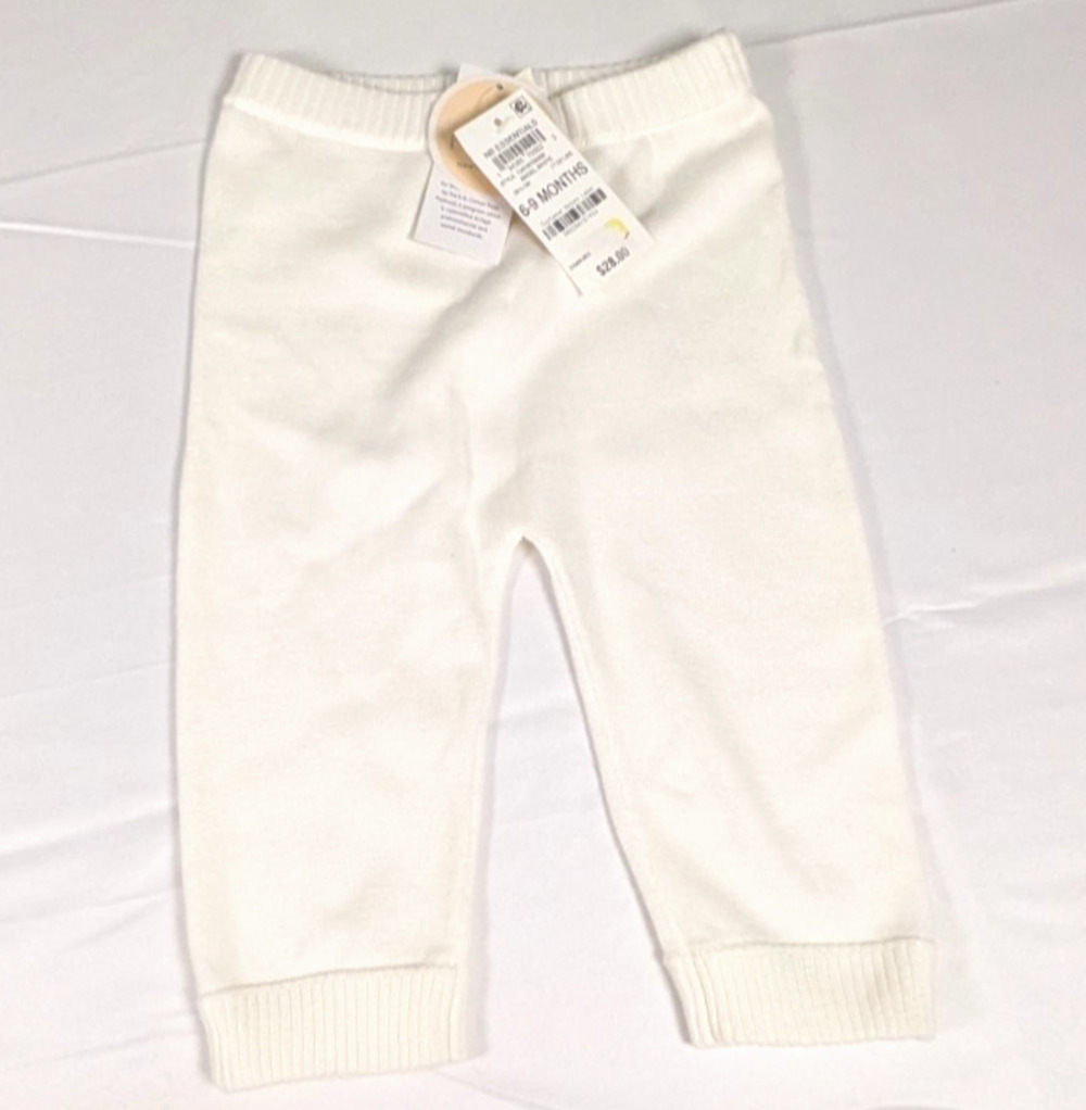 First Impressions Baby Pants 6-9 Months Angel White 100% US Cotton Knit NWT